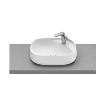 Roca Beyond Over Counter Washbasin without Tap Platform, 56 × 43 cm, Excluding Pedestal, Matte White