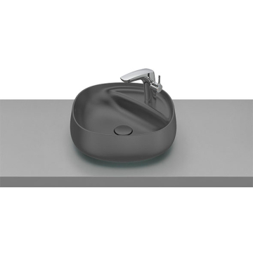 Roca Beyond Over Counter Washbasin without Tap Platform, 43 × 43 cm, Excluding Pedestal, Onyx