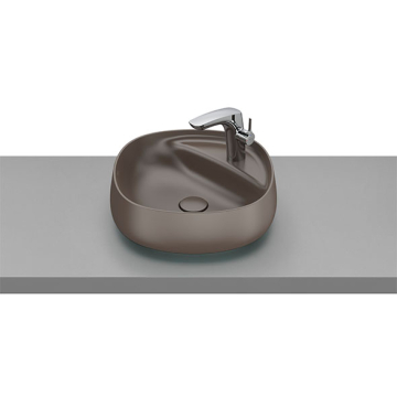 Roca Beyond Over Counter Washbasin without Tap Platform, 43 × 43 cm, Excluding Pedestal, Coffee