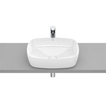 Roca inspira Soft Over Counter Washbasin without Tap Platform, 50 × 37 cm, Excluding Pedestal, White