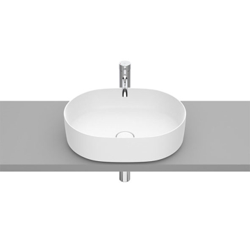 Roca inspira Round Over Counter Washbasin without Tap Platform, 50 × 37 cm, Excluding Pedestal, Matte White