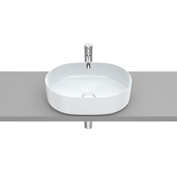 Roca inspira Round Over Counter Washbasin without Tap Platform, 50 × 37 cm, Excluding Pedestal, Pearl