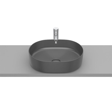 Roca inspira Round Over Counter Washbasin without Tap Platform, 50 × 37 cm, Excluding Pedestal, Dark Grey