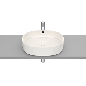 Roca inspira Round Over Counter Washbasin without Tap Platform, 50 × 37 cm, Excluding Pedestal, Beige