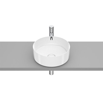 Roca inspira Round Over Counter Washbasin without Tap Platform, 37 × 37 cm, Excluding Pedestal, White