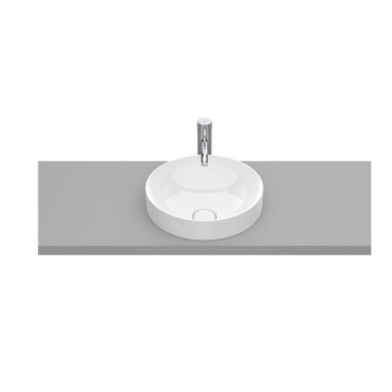 Roca inspira Round Semi Recessed Washbasin without Tap Platform, 37 × 37 cm, Excluding Pedestal, White