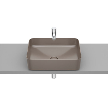 Roca inspira Square Over Counter Washbasin without Tap Platform, 50 × 37 cm, Excluding Pedestal, Coffee