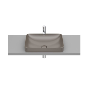 Roca inspira Square Semi Recessed Washbasin without Tap Platform, 55× 37 cm, Excluding Pedestal, Coffee