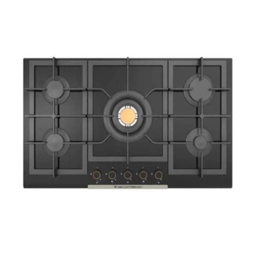Ecomatic  Built-in Gas Hob 92 cm, 5 Burners, Black with Brass knobs