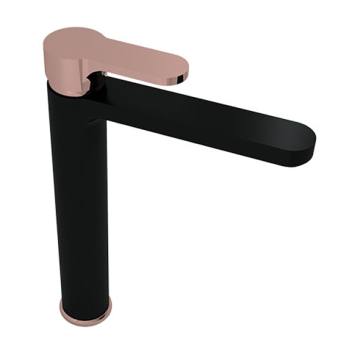 Sarrdesign Tara High Basin Mixer, Including Pop Up Set, Black / Rose Gold