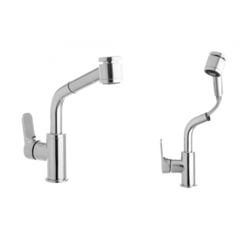 Sarrdesign Tara Sink Mixer, With Extractable 2 Functions Hand Sprayer, Chrome