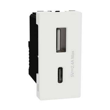 Schneider Miluz USB-A+C Socket, 2.4 A, White