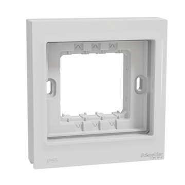 Schneider Miluz Plastic Weather Proof Frame, 2 Modules, 7 x 7 cm², White