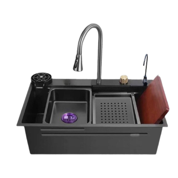 Smart Stainless Steel Kitchen Sink 3 mm, 80 X 45 cm, Black
