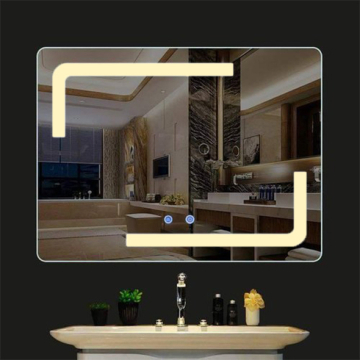 مرايا مربعة د.جريش فرز أول سُمك 6 مم بدون تاتش بدون مبخر & بدون ساعة، 80 × 80 سم، ليد وورم (أصفر)