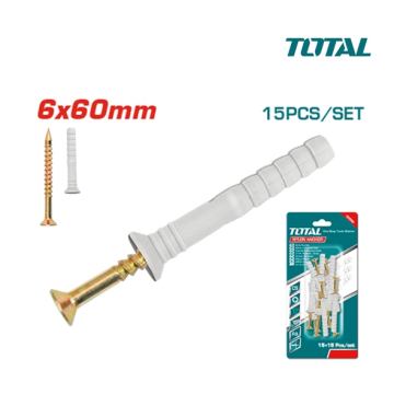 Total Tools Nylon Anchor 6 × 60 mm Set of 15 Pieces (WJNAK3507012)