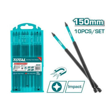 Total Tools Impact Screwdriver Bit 150 mm Set of 10 pieces (TACIM16PH263)