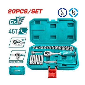 Total Tools Socket Set of 20 Pieces 1/4 inch (THT141201)