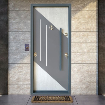 Turkish Armored Door with Ring Knocker 10 cm Thickness, Grey