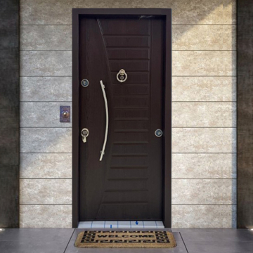 Turkish Armored Door with Ring Knocker 11 Cm Thickness, Dark Brown
